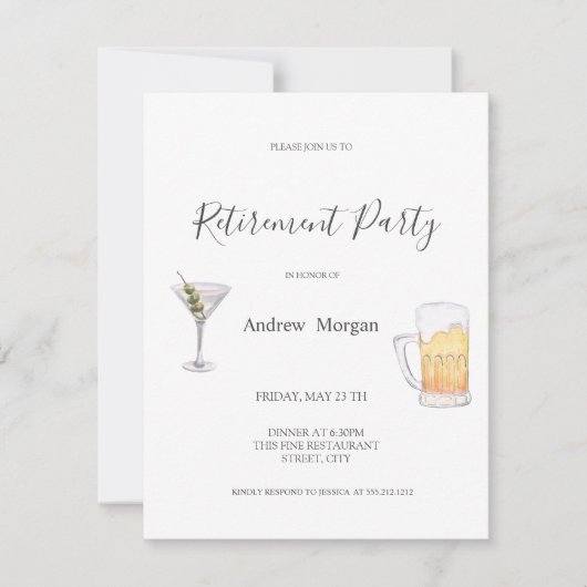 Waterverf Martini, Partij van de Bierpensionering Kaart (Voorkant)