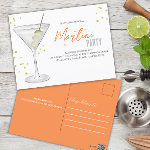 Waterverf Martini Party Whimsical Fun Drinken Briefkaart