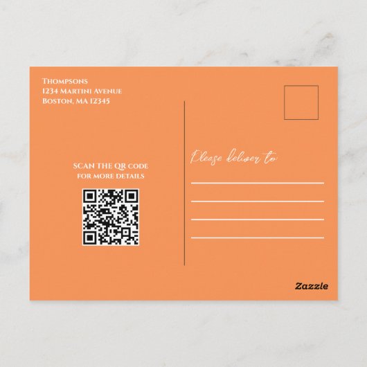 Waterverf Martini Party Whimsical QR Code Briefkaart (Achterkant)