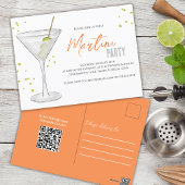 Waterverf Martini Party Whimsical QR Code Briefkaart