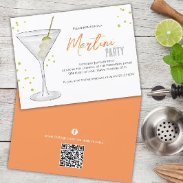 Waterverf Martini Party Whimsical QR Code Kaart