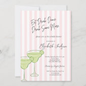 Waterverf Martini Pink Stripes Vrijgezellenfeest Kaart (Voorkant)
