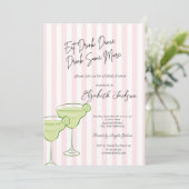 Waterverf Martini Pink Stripes Vrijgezellenfeest Kaart (Staand voorkant)
