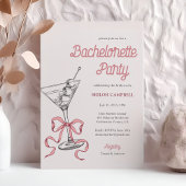 Waterverf Martini Roze Bow Bachelorette Kaart