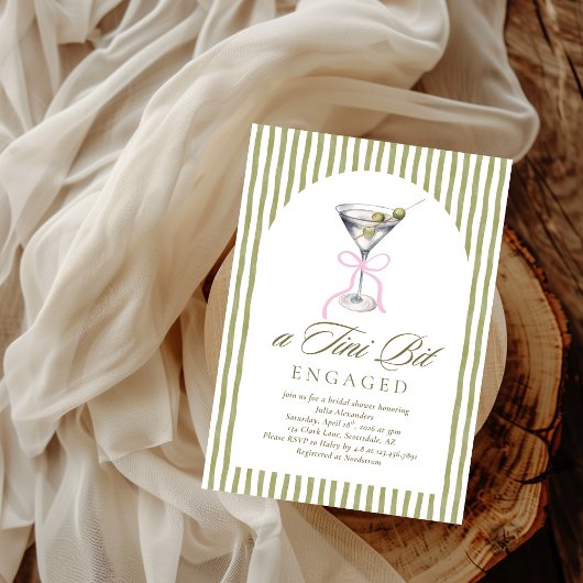 Waterverf Martini Tini Bit geëngageerd Vrijgezelle Kaart