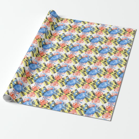 Waterverf maryland vlag en blauwe krab cadeaupapier (Uitgerold)