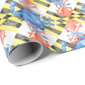 Waterverf maryland vlag en blauwe krab cadeaupapier (Rol Hoek)