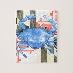 Waterverf maryland vlag en blauwe krab legpuzzel