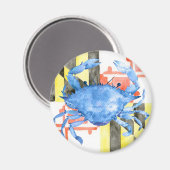 Waterverf maryland vlag en blauwe krab magneet (Voorkant / Achterkant)