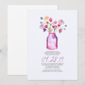 Waterverf Mason Jar Bloemen vrijgezellenfeest Kaart (Voorkant / Achterkant)