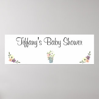 Waterverf Mason Jar Floral Baby shower Banner Poster