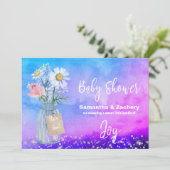 *~* Waterverf Mason Jar Floral Baby shower Rustiek Kaart (Staand voorkant)