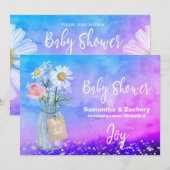 *~* Waterverf Mason Jar Floral Baby shower Rustiek Kaart (Voorkant / Achterkant)