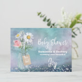 *~* Waterverf Mason Jar Floral Rustic Baby shower Kaart (Staand voorkant)
