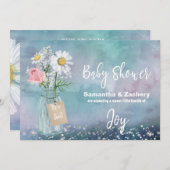 *~* Waterverf Mason Jar Floral Rustic Baby shower Kaart (Voorkant / Achterkant)