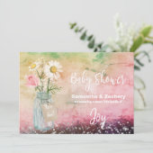 *~* Waterverf Mason Jar Floral Rustic Baby shower Kaart (Staand voorkant)