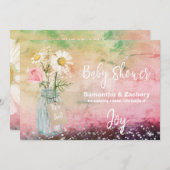 *~* Waterverf Mason Jar Floral Rustic Baby shower Kaart (Voorkant / Achterkant)