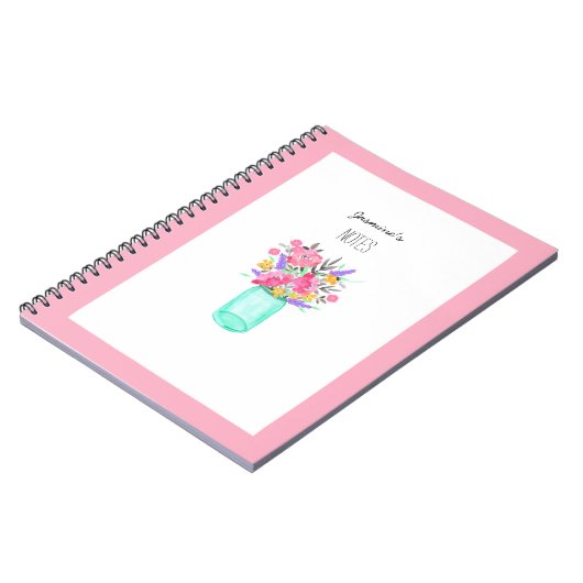Waterverf Mason Jar Flowers uit de roze woestijn Notitieboek (Linkerzijde)