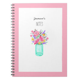 Waterverf Mason Jar Flowers uit de roze woestijn Notitieboek
