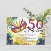 Waterverf Masquerade 50ste verjaardagsfeest Kaart (Staand voorkant)