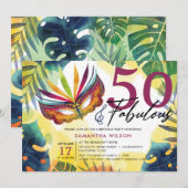 Waterverf Masquerade 50ste verjaardagsfeest Kaart (Voorkant / Achterkant)