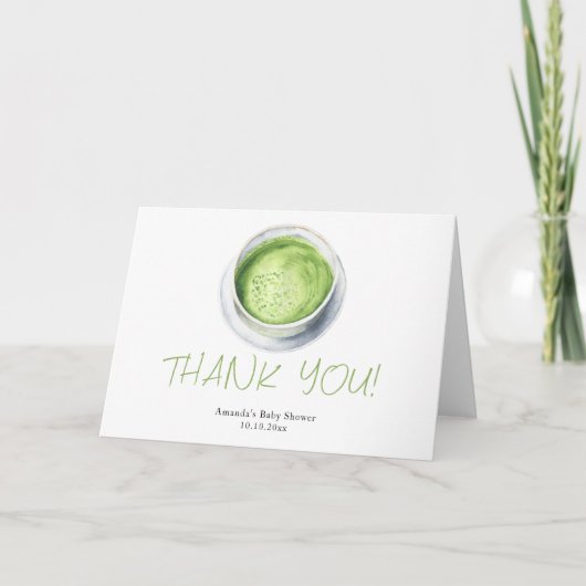 Waterverf Matcha Latte Baby Shower Bedankt (Voorkant)