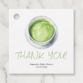 Waterverf Matcha Latte Baby shower Dank u Bedankjes Labels (Voorkant)