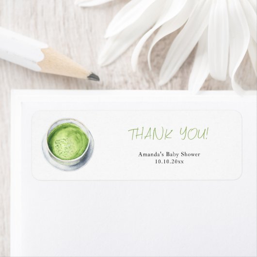 Waterverf Matcha Latte Baby Shower Etiket (Insitu)