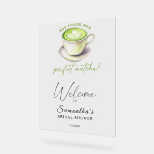 Waterverf matcha thee Bruidsuitnodiging welkom Acryl Bord
