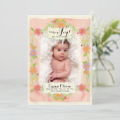 Waterverf Matig Painterly Floral Baby Girl Birth Aankondiging (Staand voorkant)
