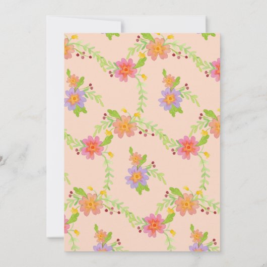 Waterverf Matig Painterly Floral Baby Girl Birth Aankondiging (Achterkant)