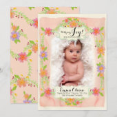 Waterverf Matig Painterly Floral Baby Girl Birth Aankondiging (Voorkant / Achterkant)