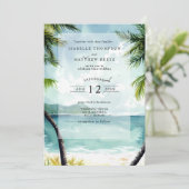 Waterverf Maui Hawaii Tropical Beach Wedding Kaart (Staand voorkant)