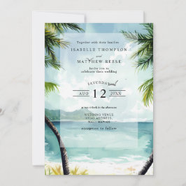 Waterverf Maui Hawaii Tropical Beach Wedding Kaart