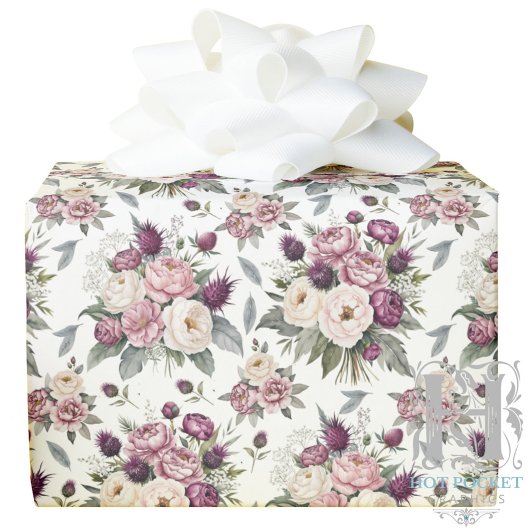 Waterverf Mauve Bloemige Cadeaupapier