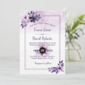 Waterverf Mauve Floral Elegant Spring Wedding Kaart (Staand voorkant)
