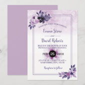 Waterverf Mauve Floral Elegant Spring Wedding Kaart (Voorkant / Achterkant)