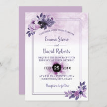 Waterverf Mauve Floral Elegant Spring Wedding