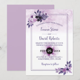 Waterverf Mauve Floral Elegant Spring Wedding Kaart