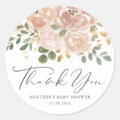 Waterverf Mauve Flowers Baby shower Bedankt Ronde Sticker (Voorkant)