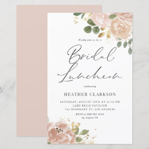 Waterverf Mauve Peach Bloemen Bruidslunch