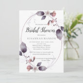 Waterverf Mauve Pink Flowers Leaves Vrijgezellenfe Kaart (Staand voorkant)