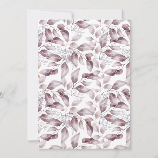 Waterverf Mauve Pink Flowers Leaves Vrijgezellenfe Kaart (Achterkant)