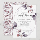 Waterverf Mauve Pink Flowers Leaves Vrijgezellenfe Kaart (Voorkant / Achterkant)