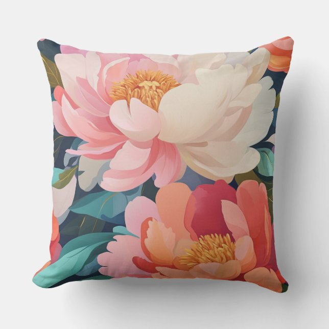 Waterverf Maximalist Eclectic Floral home decor Kussen (Voorkant)
