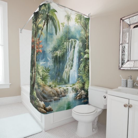 Waterverf Maya Oerwoud Waterval Douchegordijn (In situ)