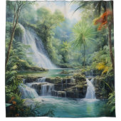 Waterverf Mayan Jungle Waterval Douchegordijn (Voorkant)
