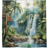 Waterverf Mayan Jungle Waterval Douchegordijn (Voorkant)