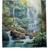 Waterverf Mayan Jungle Waterval Douchegordijn (Voorkant)