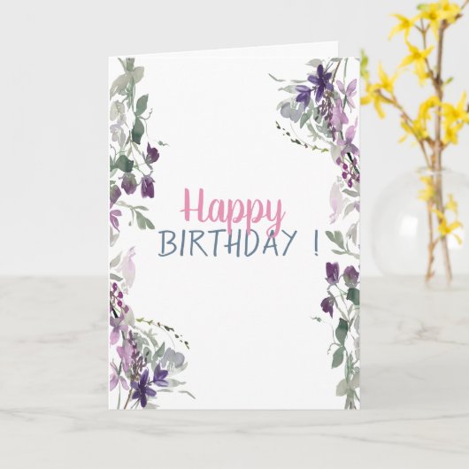 Waterverf Meadow Birthday Kaart (Gele Bloem)